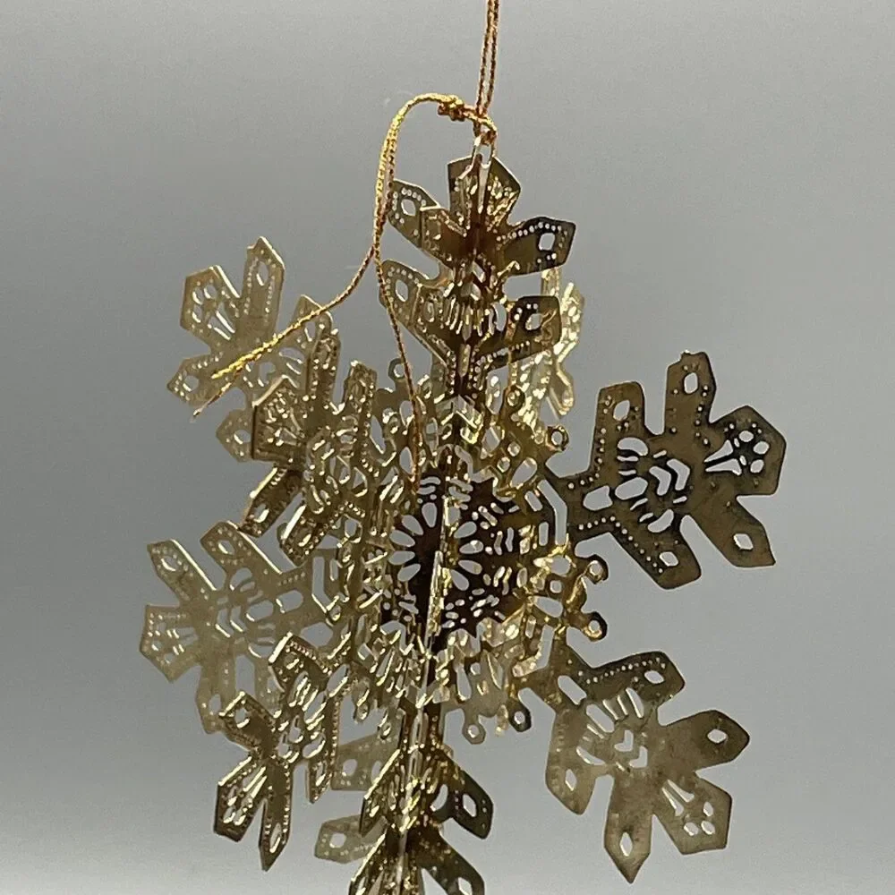 11 Gold Metal Filigree Christmas Ornaments Santa Sleigh Train Tree Snowflake